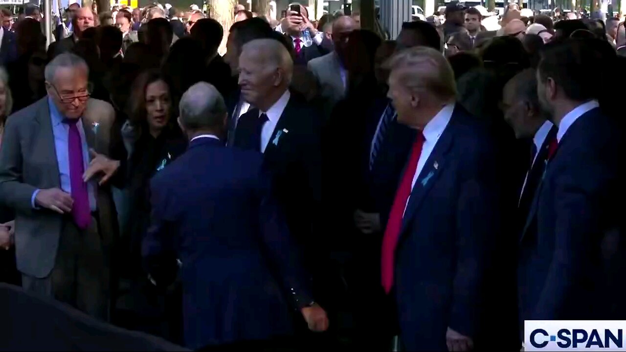 Donald Trump seen shaking Vice President Kamala Harris’ hand at the 9/11 Ceremony in New York City.