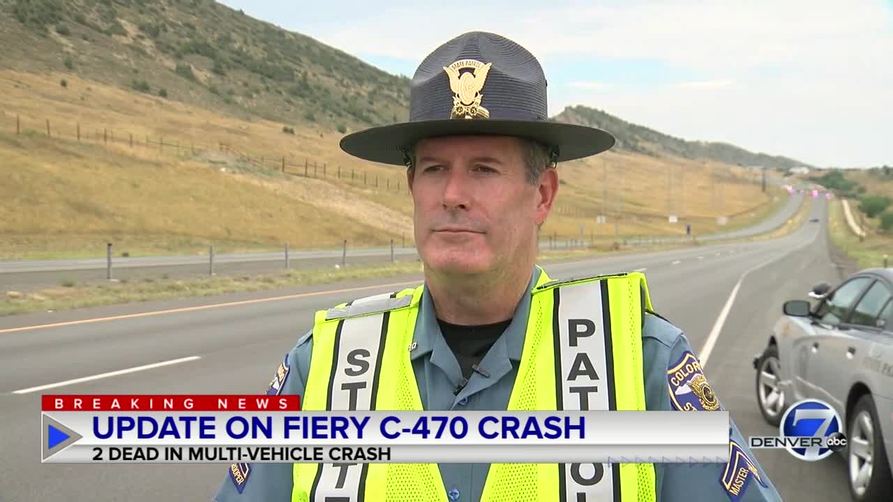Colorado State Patrol confirms 2 people killed in fiery C-470 crash