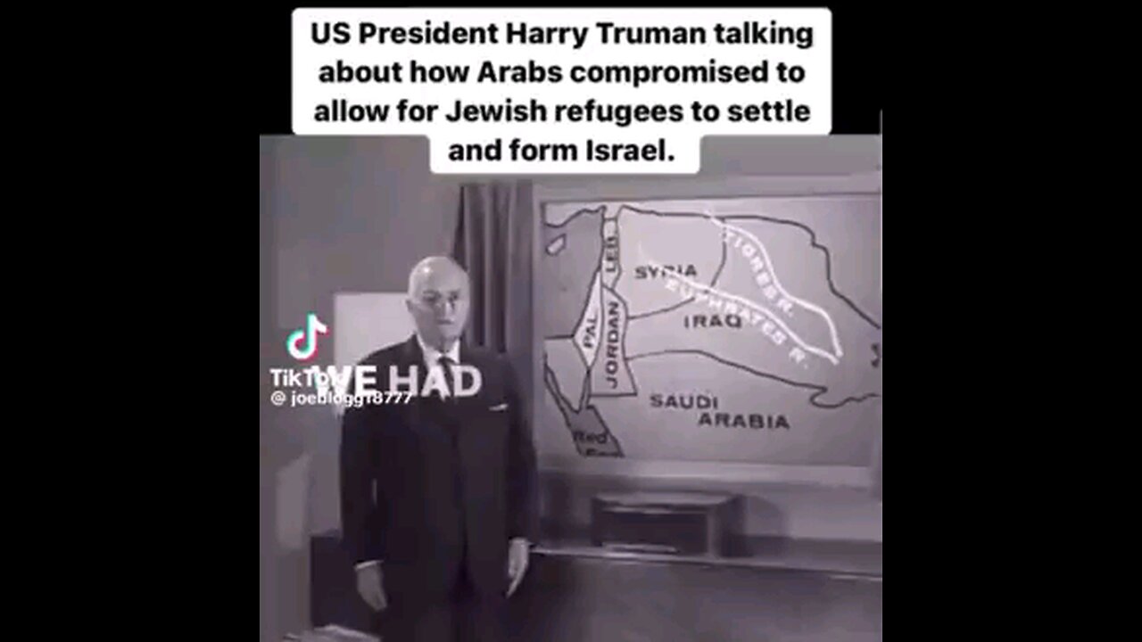 US president Harry Truman talking about the formation of Israel.