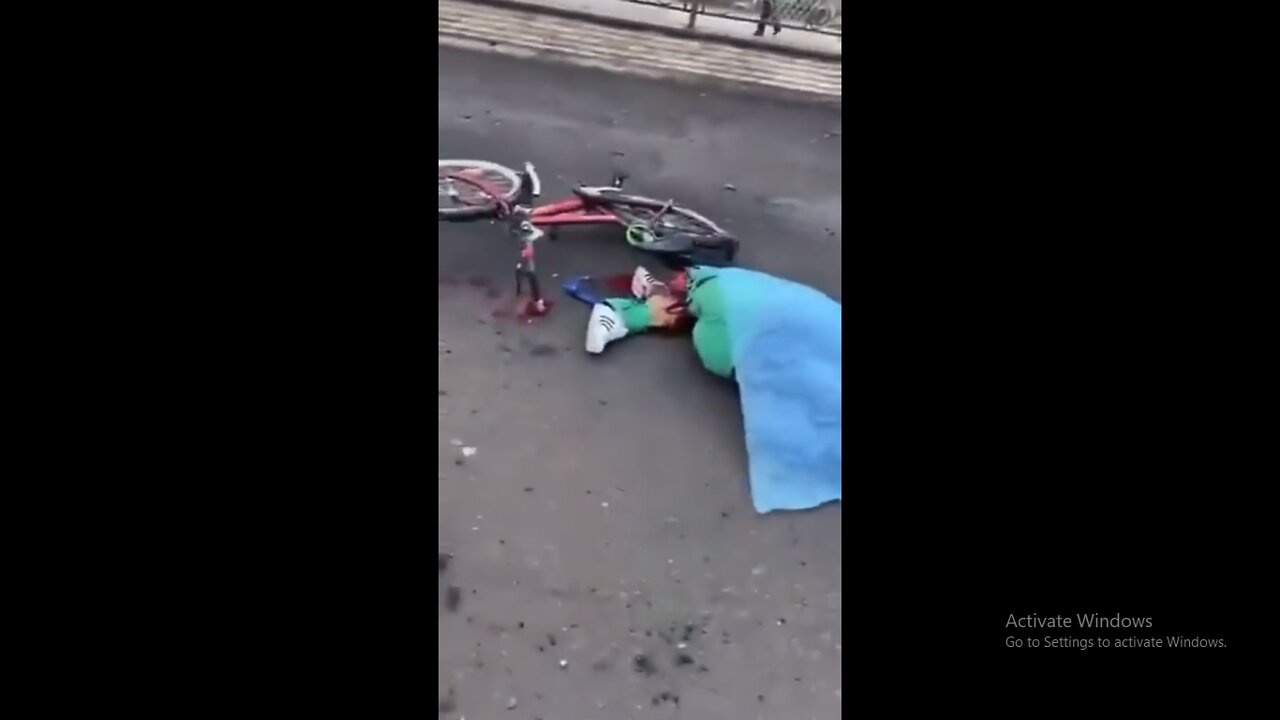 Child on a bicycle hit by a missile| Russia Ukraine War
