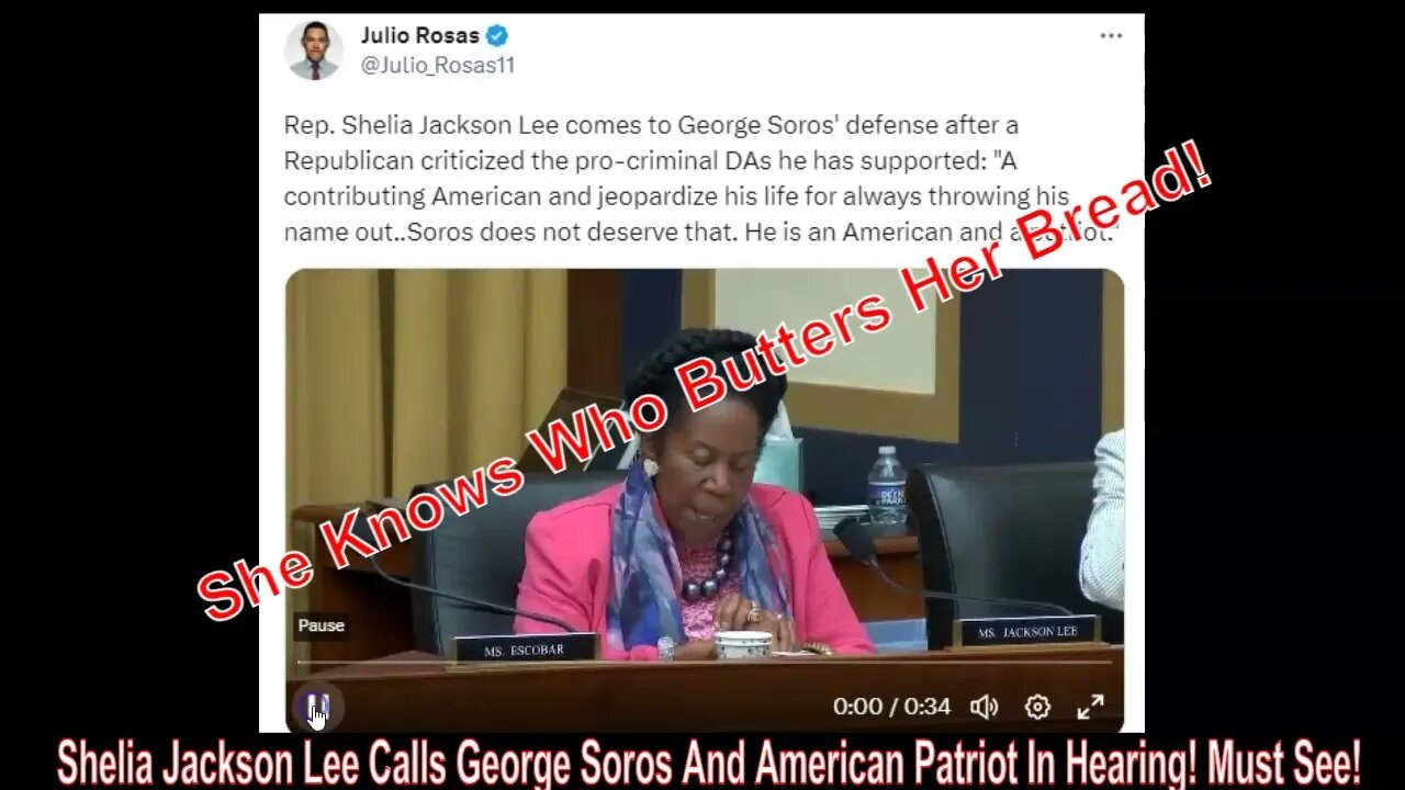 Shelia Jackson Lee Calls George Soros And American Patriot In Hearing! Must See!