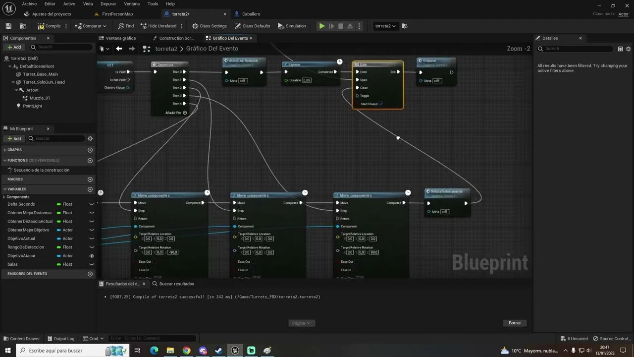 Cómo causar daño con la torreta y controlar las balas - Unreal Engine 5.1