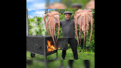 Fried a Sea Octopus on a Homemade Grill! Mediterranean Cuisine