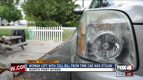 Woman left with toll bill from time car was stolen