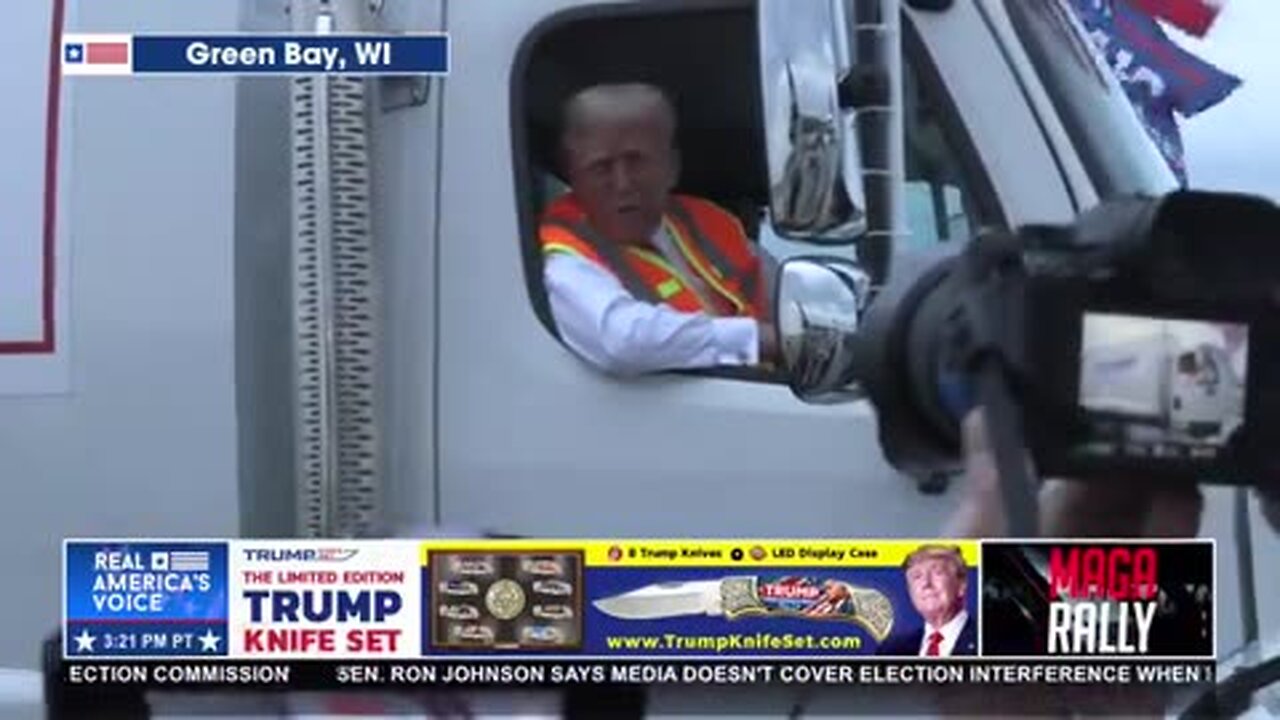 TRUMP RIDING IN A GARBAGE TRUCK TO TONIGHT&apos;S RALLY