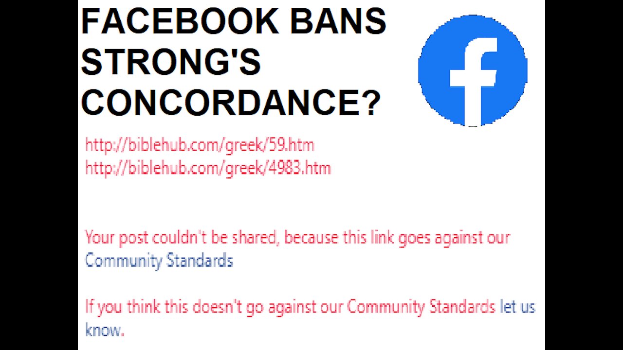 Facebook claims that Strong's Bible Concordance is Hate Speech