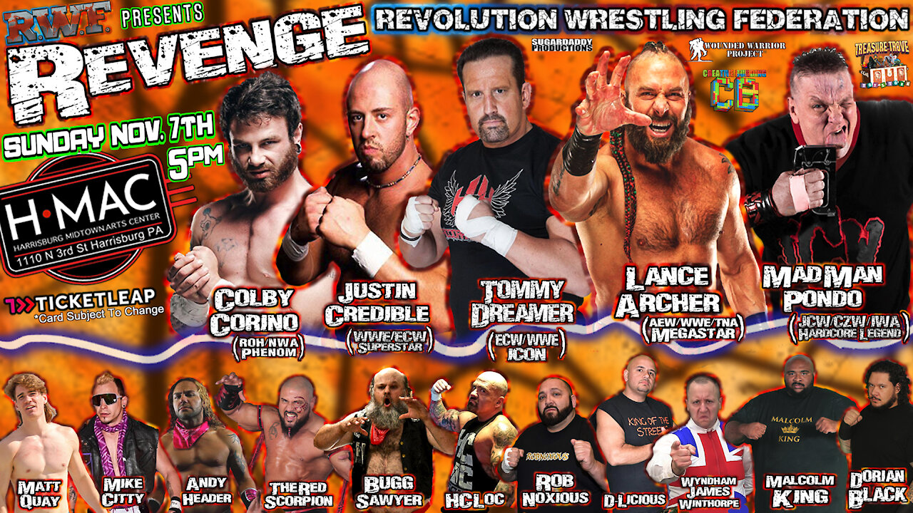 Revolution Wrestling Federation Event "Revenge" November 7th in Harrisburg PA!