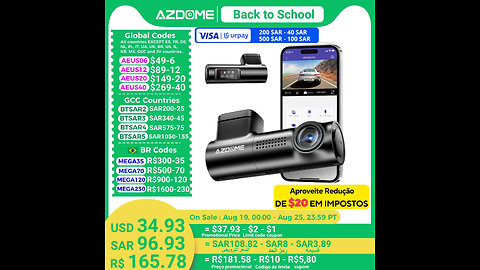 AZDOME M330 Car DVR 1080P Dash Cam