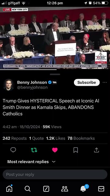 Trump speaking at Catholic Charity Al Smith Dinner 17/10/2024 part 1