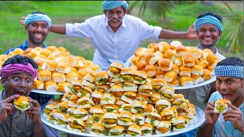INDIAN BURGER | VADA PAV | Indian Street Food Recipe Making in Village | Rainy Day Cooking