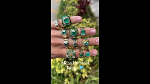 Hot and trendy Colombian emerald and diamond mens gold rings for sale