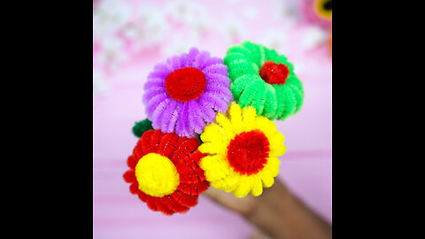 Pipe Cleaner Crafts | DIY Chenille Wire Flowers Making For Home Decoration | Handmade Crafts Idea