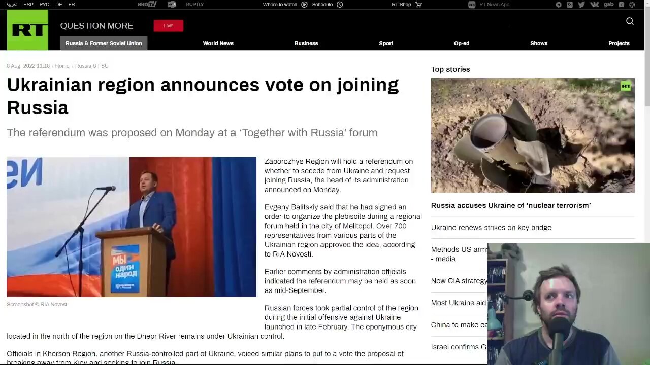Ukraine regions to hold referendum on whether or not to secede from Ukraine and join Russia