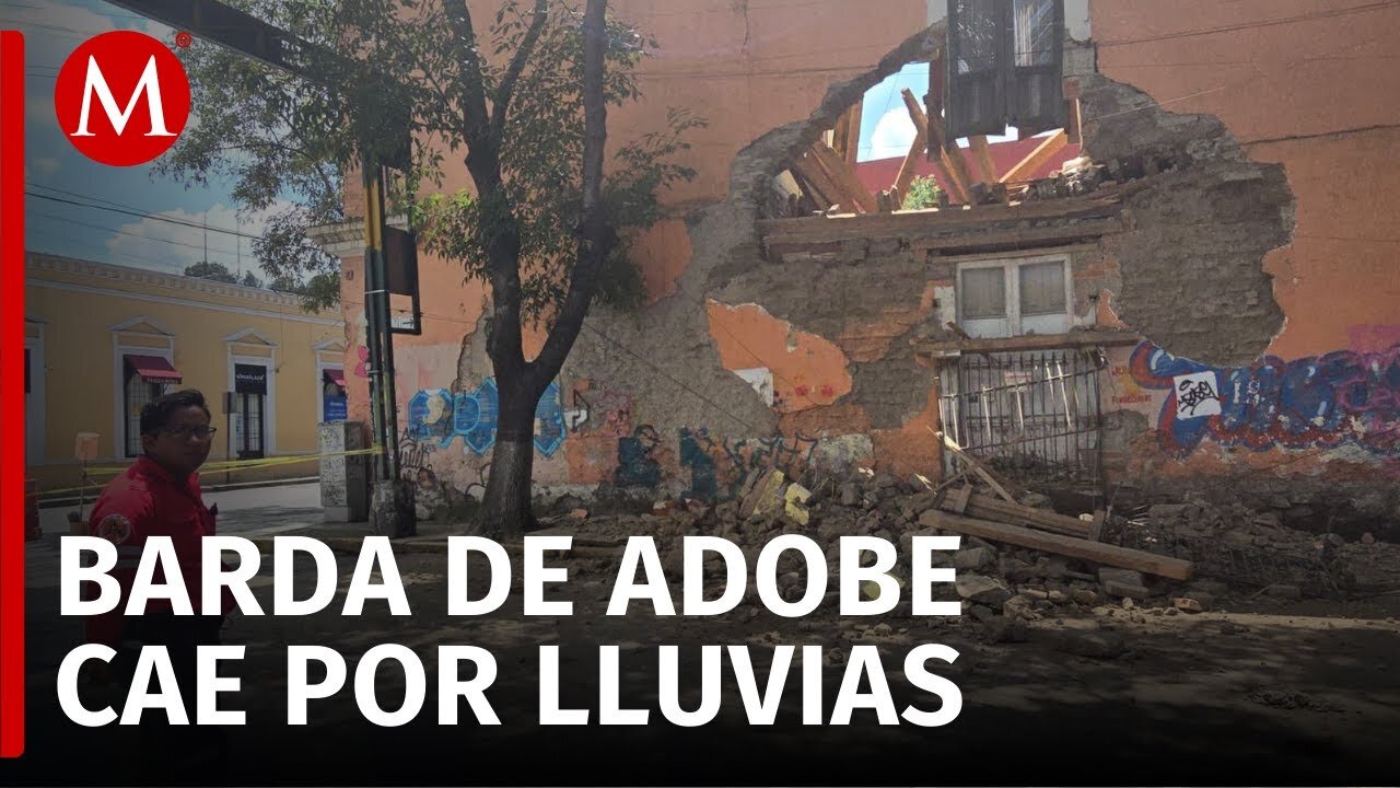 Las intensas lluvias provocan el colapso de la fachada de una antigua vivienda en Toluca, Edomex