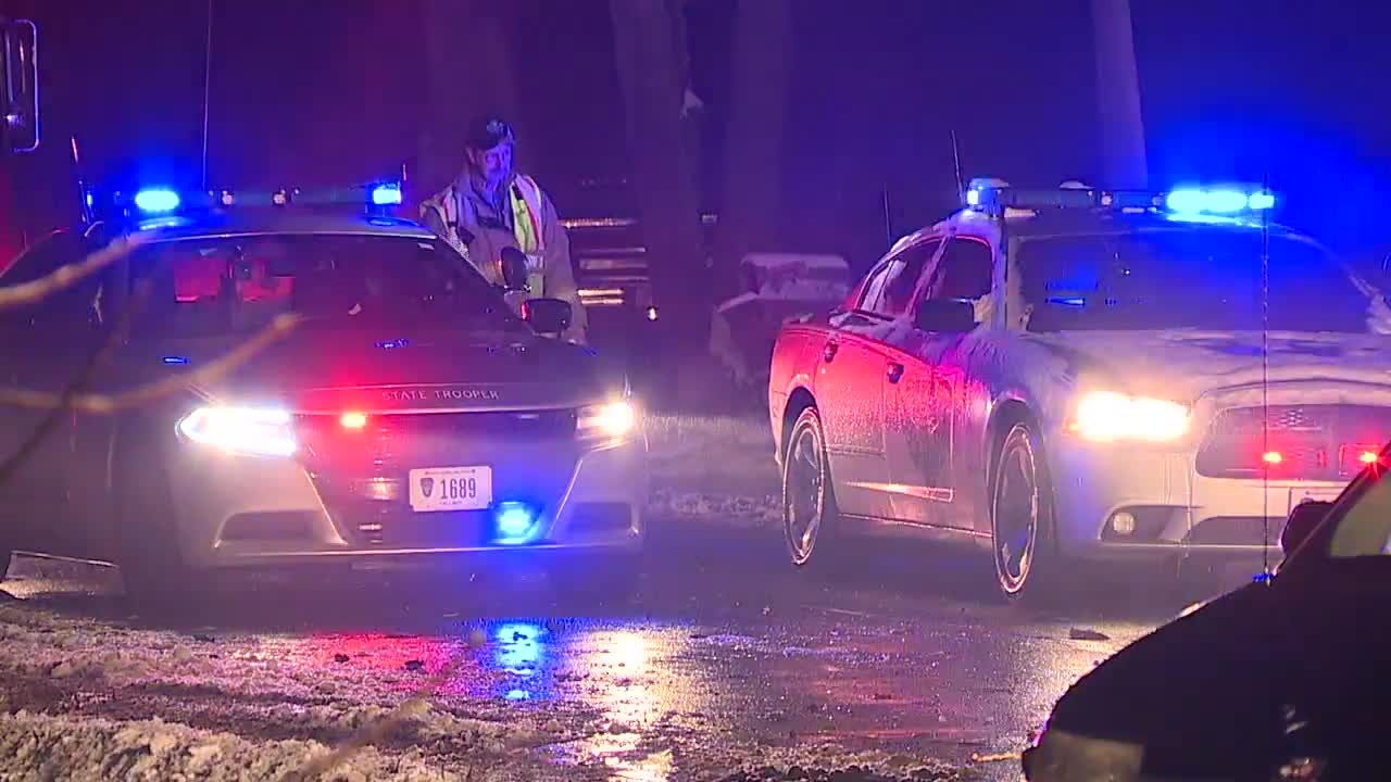 One person transported after car vs. plow crash