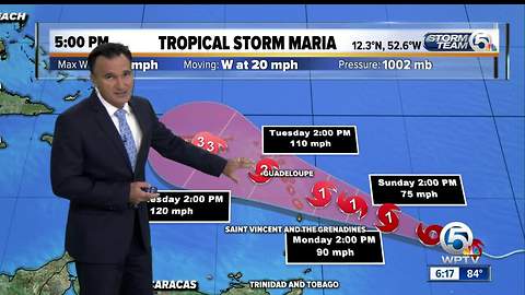 3 named storms in the Atlantic, including newly formed Tropical Storm Maria