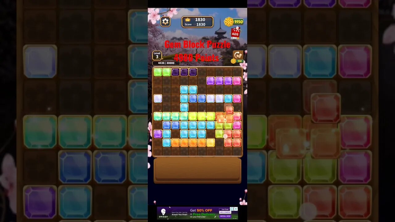 Gem Block Puzzle 4980 Points. #shorts