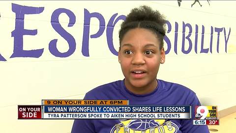 Woman wrongfully imprisoned talks to high schoolers