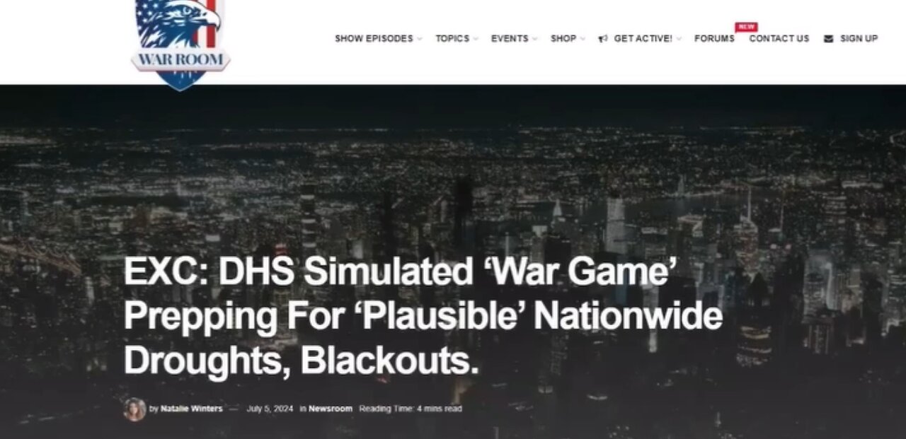 DHS Simulated War Game Prepping—Droughts and Blackouts