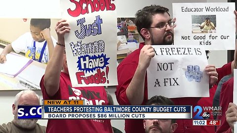 Baltimore County teachers protest school system's budget cuts