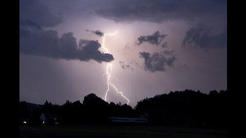 Thunderstorm and lightning strikes at night part 1