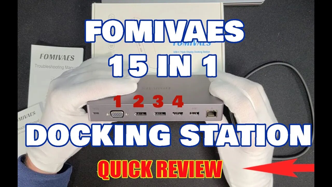 FOMIVAES Quadruple Display Docking Station, USB's, SD, Micro SD, and More