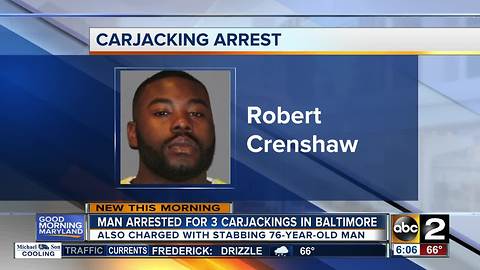 Man arrested for 3 Baltimore carjackings