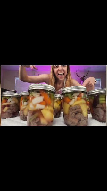 Homemade Canned Beef Stew in LESS THAN A MINUTE! #survival #prepper #survivaltips #shorts
