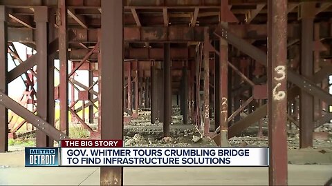 Gov. Whitmer tours crumbling bridge to find infrastructure solutions