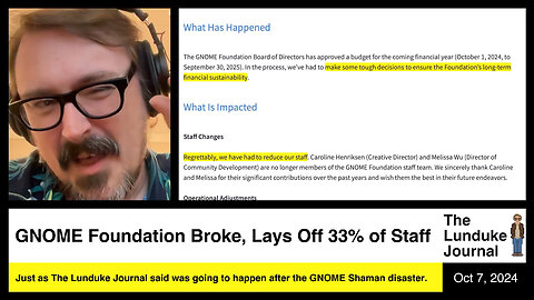 GNOME Foundation Broke, Lays Off 33% of Staff