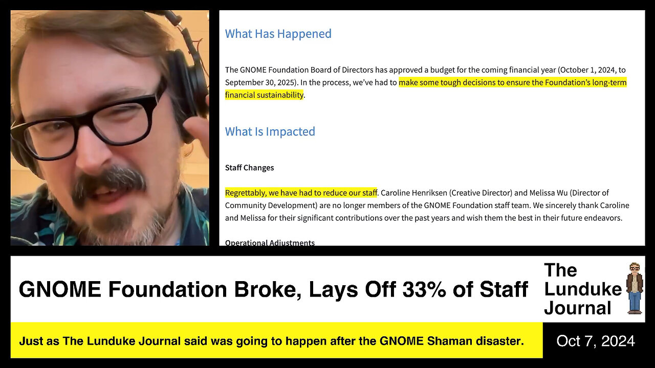 GNOME Foundation Broke, Lays Off 33% of Staff