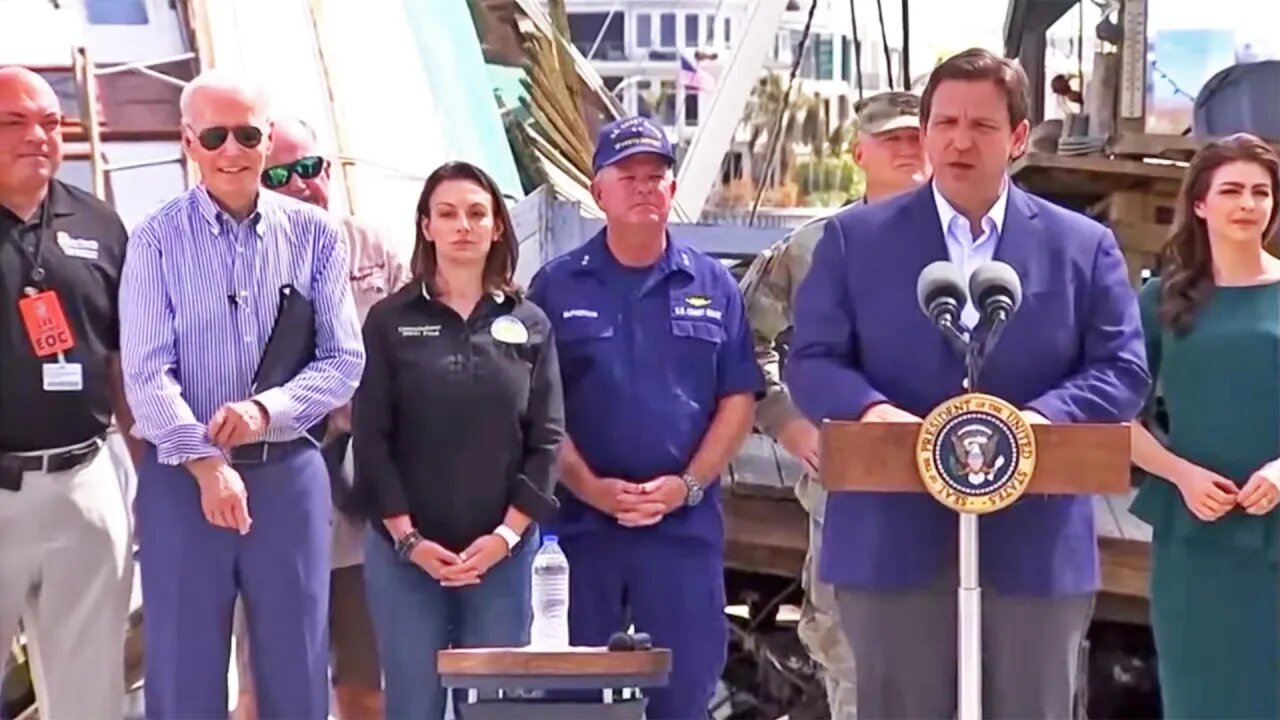 Ron DeSantis Begrudgingly Praises Biden at Hurricane Event