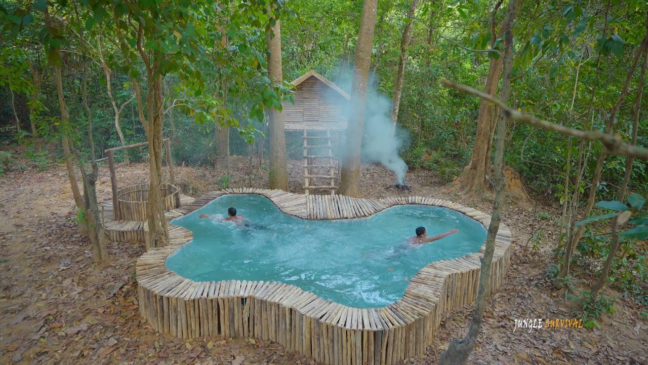 Build Swimming Pool For My Little Tree House in the Wild, Jungle Survival Tree House Swimming Pool