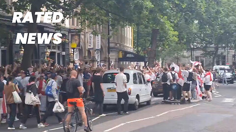 England Fans Gather in Leicester Square Ahead of Euro 2024 Final
