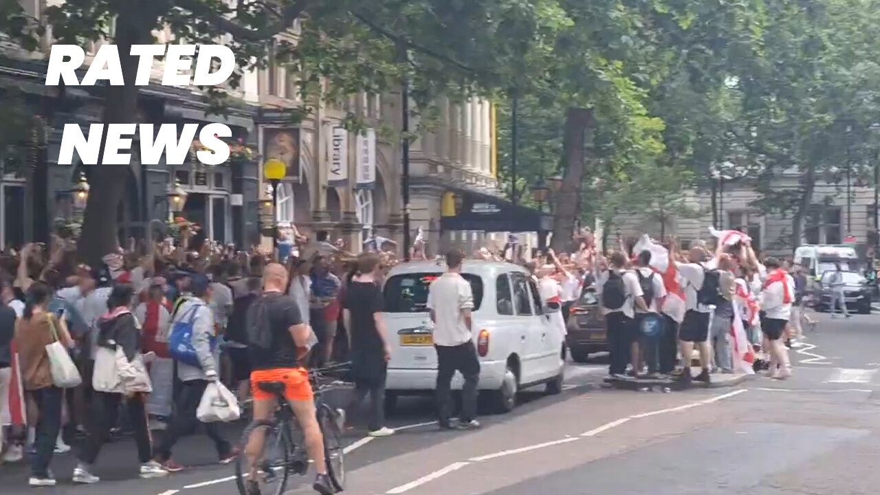 England Fans Gather in Leicester Square Ahead of Euro 2024 Final