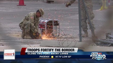 Military and CBP close lanes at DeConcini