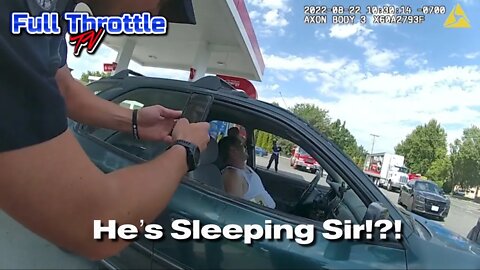 Guy Sleeping At Pumps Flees Police!