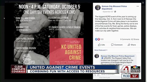 KC United Against Crime: KCPD to host series of community events Saturday