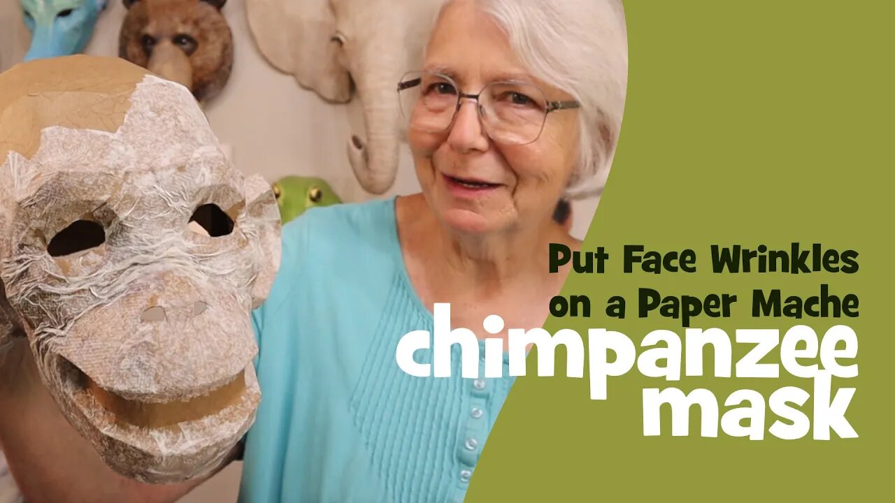 Put Face Wrinkles on a Paper Mache Chimpanzee Mask