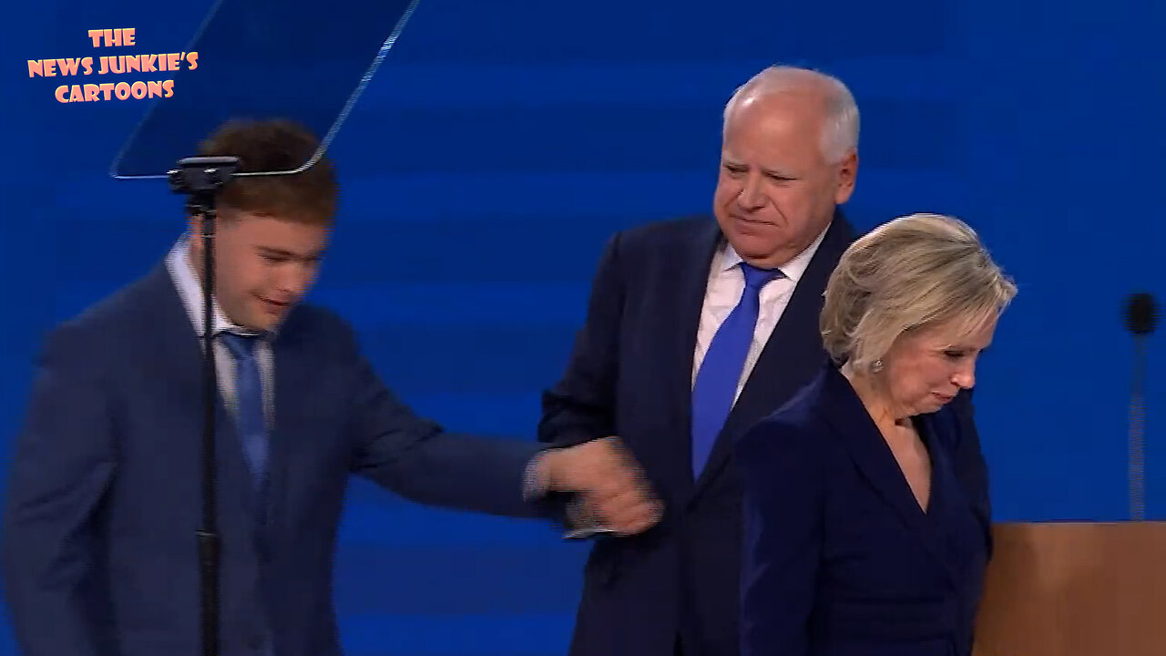 Democrat Walz aggressively yank his son on stage - seems like he could be a very different person behind closed doors.