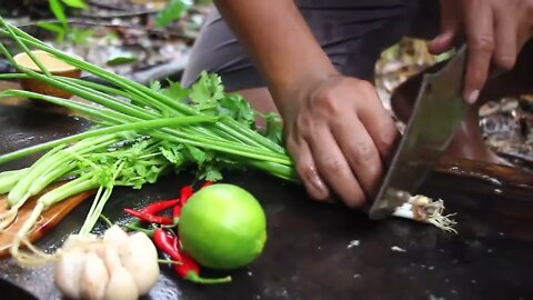 Cooking Coconut Chicken Leg Recipe eating so Yummy - Use Coconut water Cook Chicken Meat in Fry P-8
