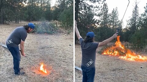 Golfer makes incredible trick shot, sparks bush fire