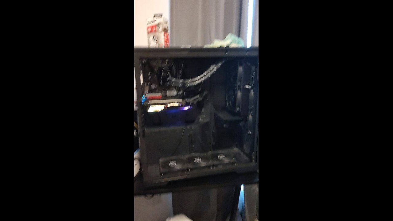 the computer I built, rooms a mess ignore that