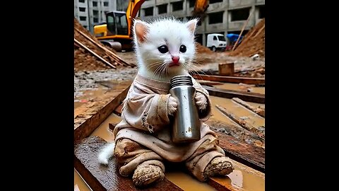 Cat Suffering for Food and Hard work 😫 #Aicat #Meow #cat #cater #Animal