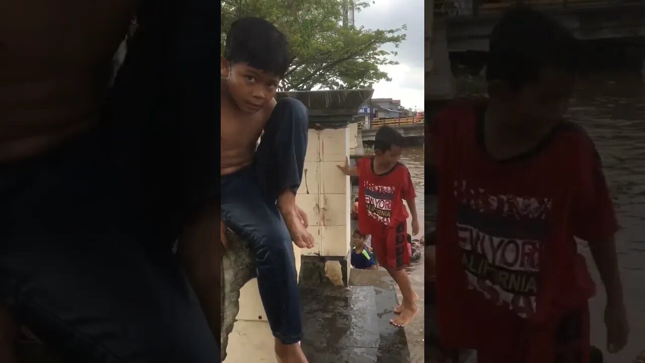 Teman yazid mandi di sungai, terjun bebas #mandi #berenang #sungai #terjun