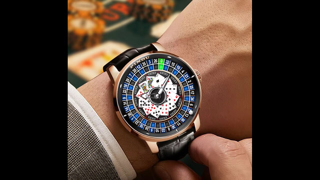 PINDU Design NH35 Poker-Inspired Rotating Dial Mechanical Watch - Las Vegas Roulette Theme