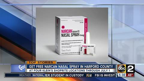 Get free Narcan nasal spray in Harford County