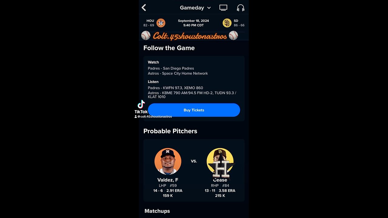⚾️ Astros vs Padres 5:40 Central 09/18/24