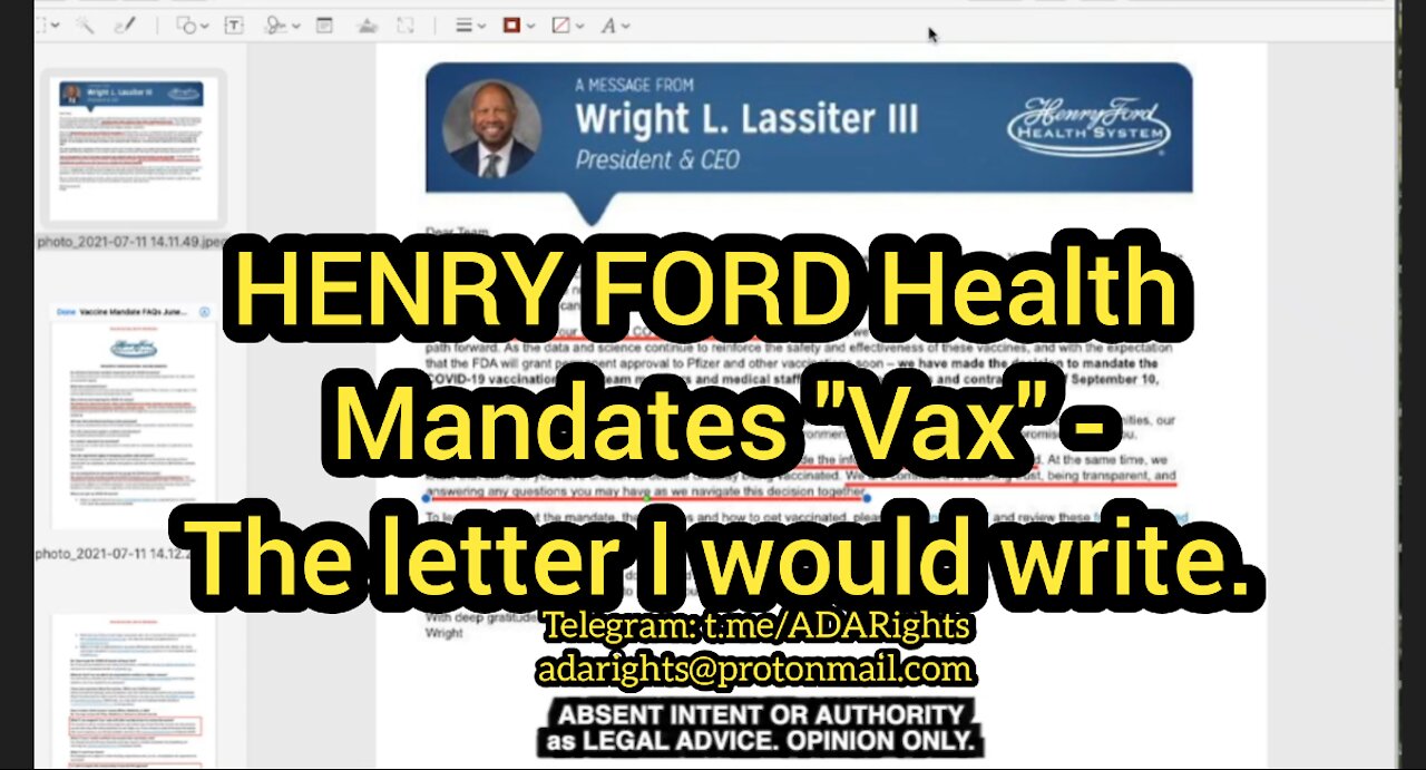 Henry Ford Health mandates vax. The letter I would write.