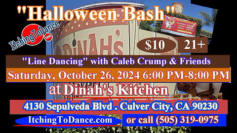 Halloween Bash - Line Dancing at Dinah's Kitchen - Saturday, October 26, 2024, 6PM-8PM